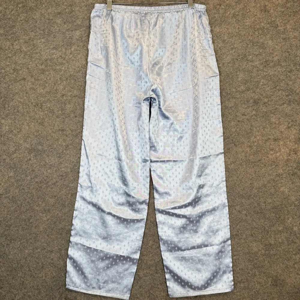 Stefano Cocci Satin Pajama Set Womens Large Top Pants Light Blue‎ Lightweight
